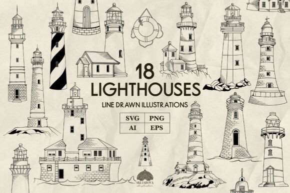 Download Lighthouse Line Art Svg Png Eps Bundle - Eps Collection