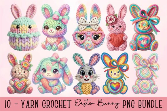 Download 10 Yarn Crochet Easter Bunny PNG Bundle - Easter bunny png Collection