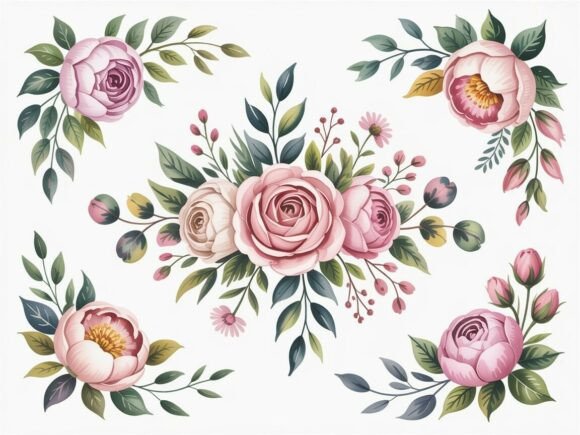 Download Delicate Watercolor Floral Clipart Set - Premium Resources