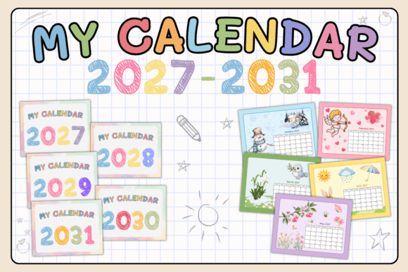 Download Kids Printable Calendar 2027-2031 - Printable Collection