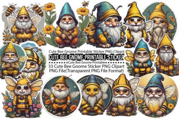 Download Cute Bee Gnome Printable Sticker Bundle - Printable Collection