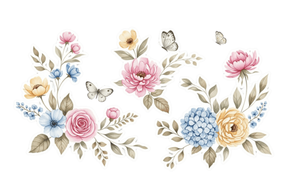 Download Delicate Watercolor Floral Butterfly - Delicate watercolor Collection
