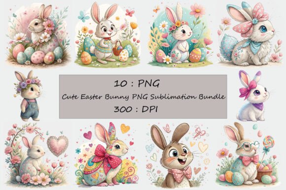 Download Cute Easter Bunny PNG Sublimation Bundle - Easter bunny png Collection